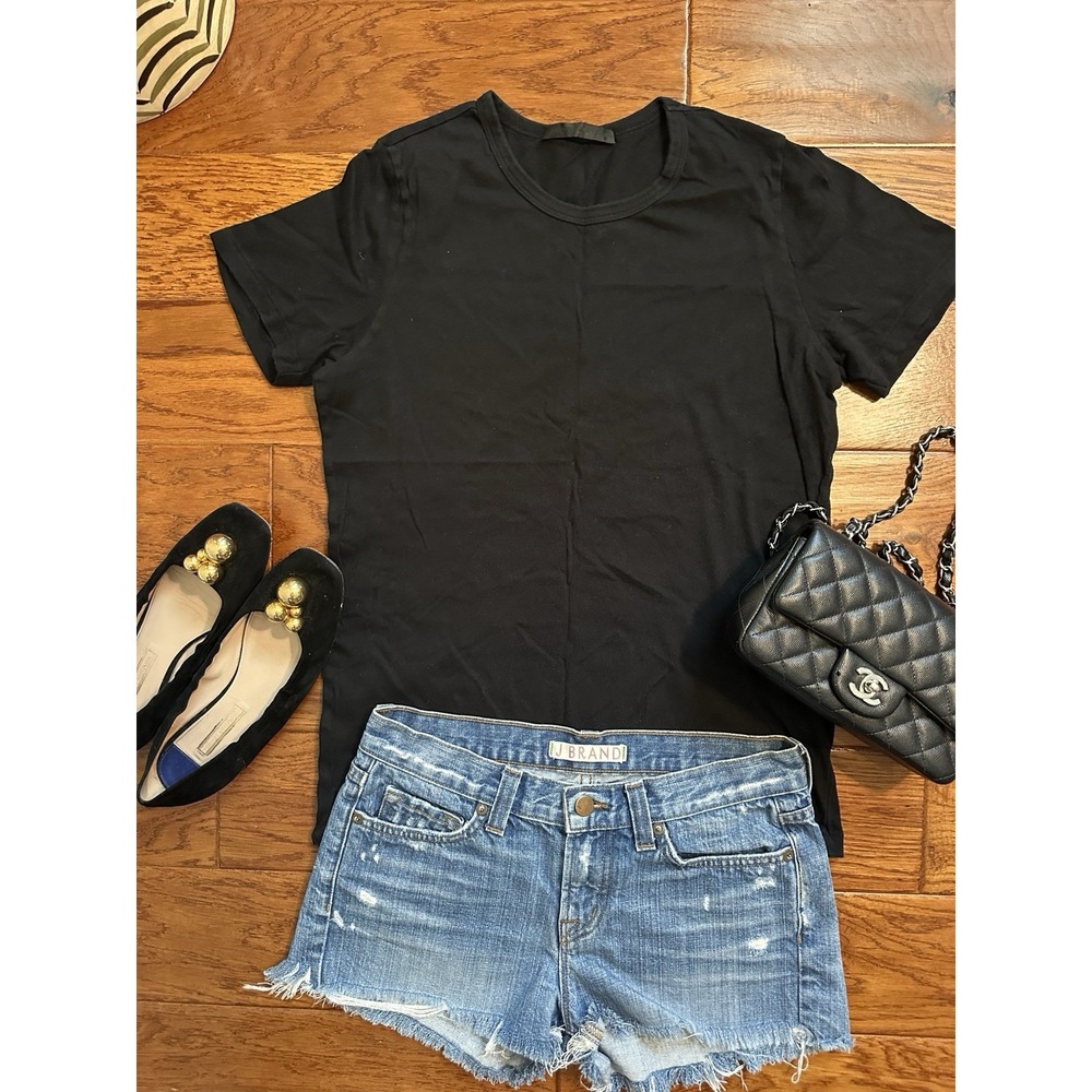 Jenni Kayne Womens Black Short Sleeve Crewneck T-Shirt Classic Tee Top Basic S/M